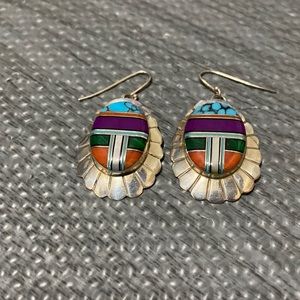 Sterling silver, turquoise Southwest style earrings